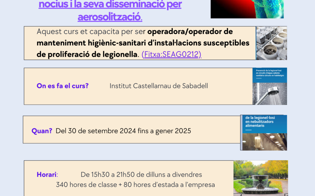 Vols professionalitzar-te i ser operador/a de manteniment higiènic-sanitari d’instal·lacions susceptibles de proliferació de legionel·la