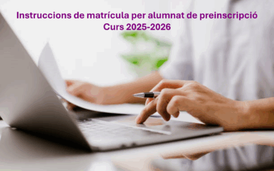 Instruccions de matrícula per alumnat de preinscripció